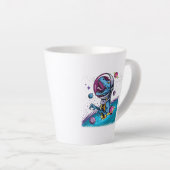 Tasse Latte Dinosaure de T-Rex drôle dans l'espace (Angle droit)