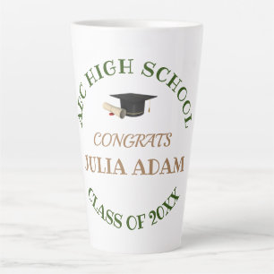 Tasse Latte Diplômé du lycée typographie moderne senior