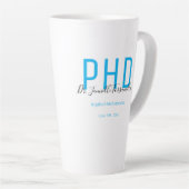 Tasse Latte Diplômé Keepsaké bleu Noir Nom Diplôme PhD (Angle droit)