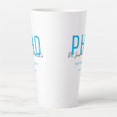Tasse Latte Diplômé Keepsaké bleu Noir Nom Diplôme PhD (Devant)