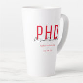 Tasse Latte Diplômé Keepsaké rouge Noir Nom Diplôme PhD (Angle droit)