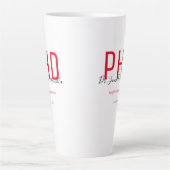 Tasse Latte Diplômé Keepsaké rouge Noir Nom Diplôme PhD (Devant)