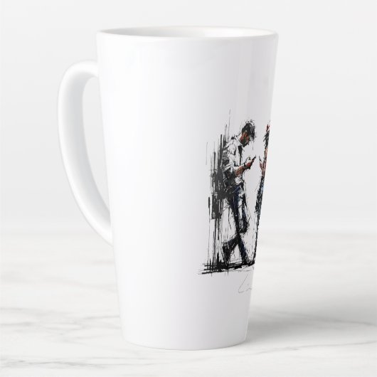 Tasse Latte Disconnected Parallel Screens Silent Conversation  (Angle gauche)