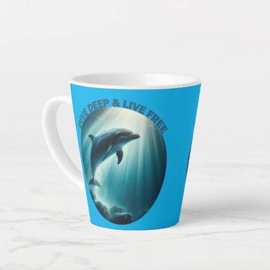 Tasse Latte Dive Deep Live Dolphin gratuit (Angle gauche)
