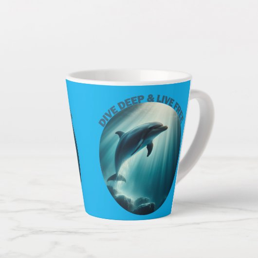 Tasse Latte Dive Deep Live Dolphin gratuit (Angle droit)