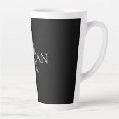 Tasse Latte do-it-yourself Monogramme & Nom, Texte gris simple (Droite)