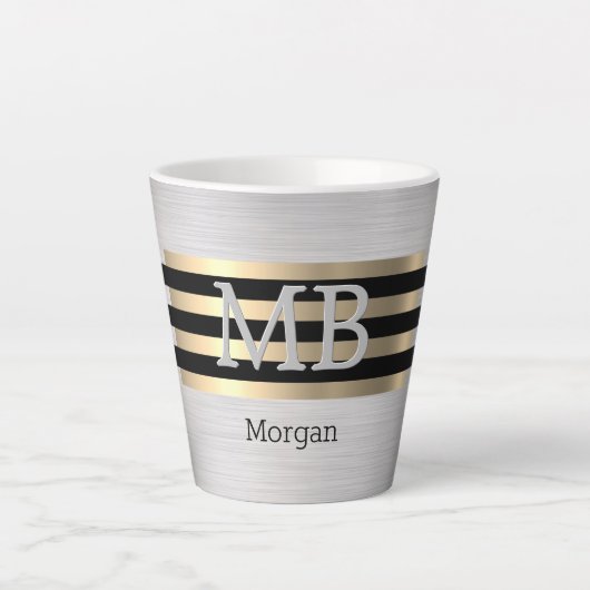 Tasse Latte do-it-yourself Monogramme & Nom, Yel Gold brossé a (Devant)