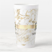 Tasse Latte do-it-yourself Monogramme Texte noir, Marbre blanc (Devant)