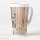 Tasse Latte Doberman & Fleurs à l'aquarelle (Angle droit)