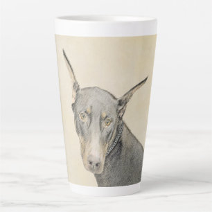 Tasse Latte Doberman Pinscher Peinture - Art Chien original