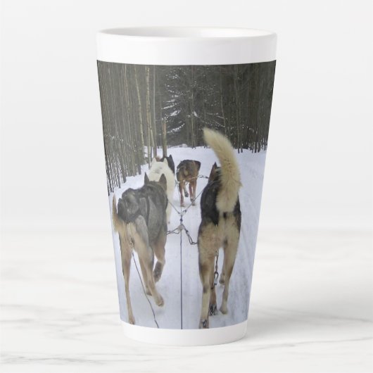 Tasse Latte Dog Sledding à Québec, Canada (Devant)