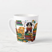 Tasse Latte Dogs Reading Books Cozy Library Scene (Angle gauche)