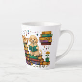 Tasse Latte Dogs Reading Books Cozy Library Scene (Droite)