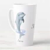 Tasse Latte Dolphin mou, script et monogramme (Angle gauche)