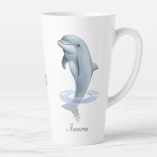 Tasse Latte Dolphin mou, script et monogramme (Droite)