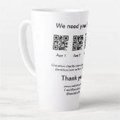 Tasse Latte Donation Collection conseil pot ajouter votre q r (Angle gauche)