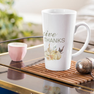 Tasse Latte Donner Merci Citrouille Aquarelle