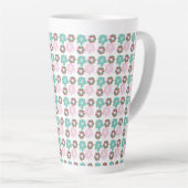 Tasse Latte Donuts glaçés de Noël gribouillis rose Initial (Angle droit)