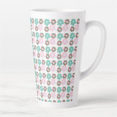 Tasse Latte Donuts glaçés de Noël gribouillis rose Initial (Droite)