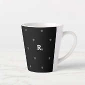 Tasse Latte Doodle Hearts Motifs Black Red Monogramme initial (Droite)