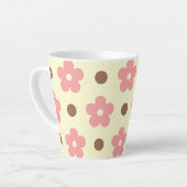 Tasse Latte Douce Florale Rose et Marron à Points Rétro (Angle gauche)