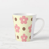 Tasse Latte Douce Florale Rose et Marron à Points Rétro (Droite)