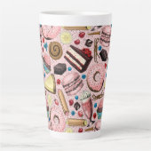 Tasse Latte Douceurs sur rose (Devant)