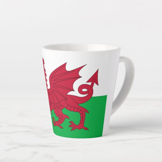 Tasse Latte Dragon gallois ~ Drapeau du Pays de Galles (Angle droit)