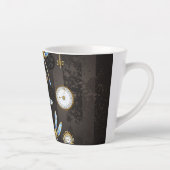 Tasse Latte Dragonflies de Steampunk sur arrière - plan rayé b (Droite)
