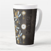 Tasse Latte Dragonflies de Steampunk sur arrière - plan rayé b (Angle droit)
