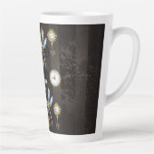 Tasse Latte Dragonflies de Steampunk sur arrière - plan rayé b (Droite)