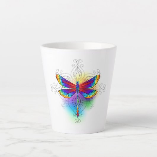 Tasse Latte Dragonfly en arc-en-ciel (Devant)