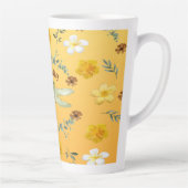 Tasse Latte Dragonfly en or, vert, Fleurs jaunes (Droite)
