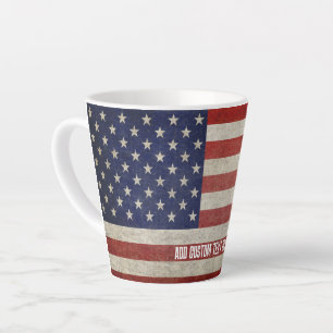 Tasse Latte Drapeau américain patiné et en détresse