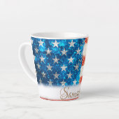 Tasse Latte Drapeau américain personnalisé 4 juillet (Angle gauche)