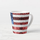 Tasse Latte Drapeau américain rouge blanc brillant parties sci (Angle droit)