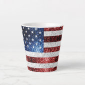 Tasse Latte Drapeau américain rouge blanc brillant parties sci (Devant)