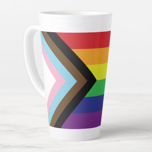 Tasse Latte Drapeau arc-en-ciel gay pride progressiste LGBTQIA (Angle gauche)