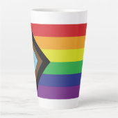 Tasse Latte Drapeau arc-en-ciel gay pride progressiste LGBTQIA (Devant)