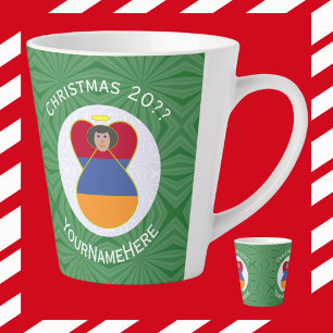Tasse Latte Drapeau arménien Ange de Noël Personnalisé