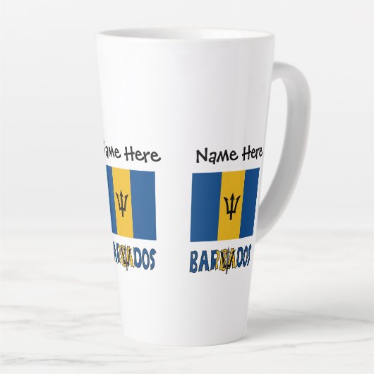 Tasse Latte Drapeau barbare Barbadós Personnalisé (Angle droit)