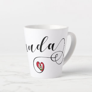 Tasse Latte Drapeau Bermudes Dans Un Coeur