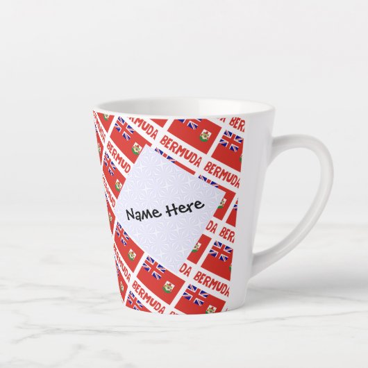 Tasse Latte Drapeau Bermudien Carrelé Personnalisé (Droite)
