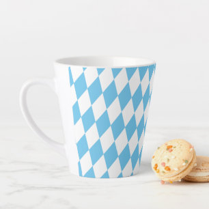 Tasse Latte Drapeau bleu et blanc Bavière Rhombus Motif