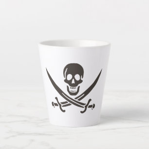 Tasse Latte Drapeau de crâne obsidien Drapeau de pirate Calico