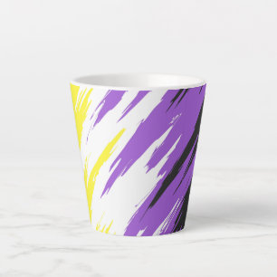 Tasse Latte Drapeau de fierté non binaire funky grunge zigzag