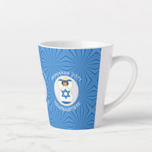 Tasse Latte Drapeau de Hanukkah d'ange israélien personnalisé