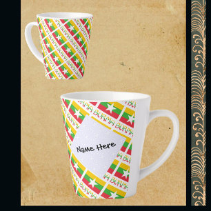 Tasse Latte Drapeau de la Birmanie et du Myanmar personnalisé