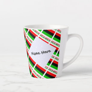 Tasse Latte Drapeau de la diaspora afro-américaine en mosaïque