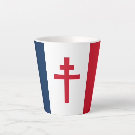 Tasse Latte Drapeau de la France libre (Devant)